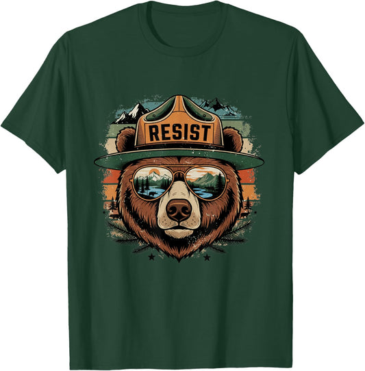 Resist Save National Parks Protect Hiking Camping T-Shirt - T-Shirt | Forest