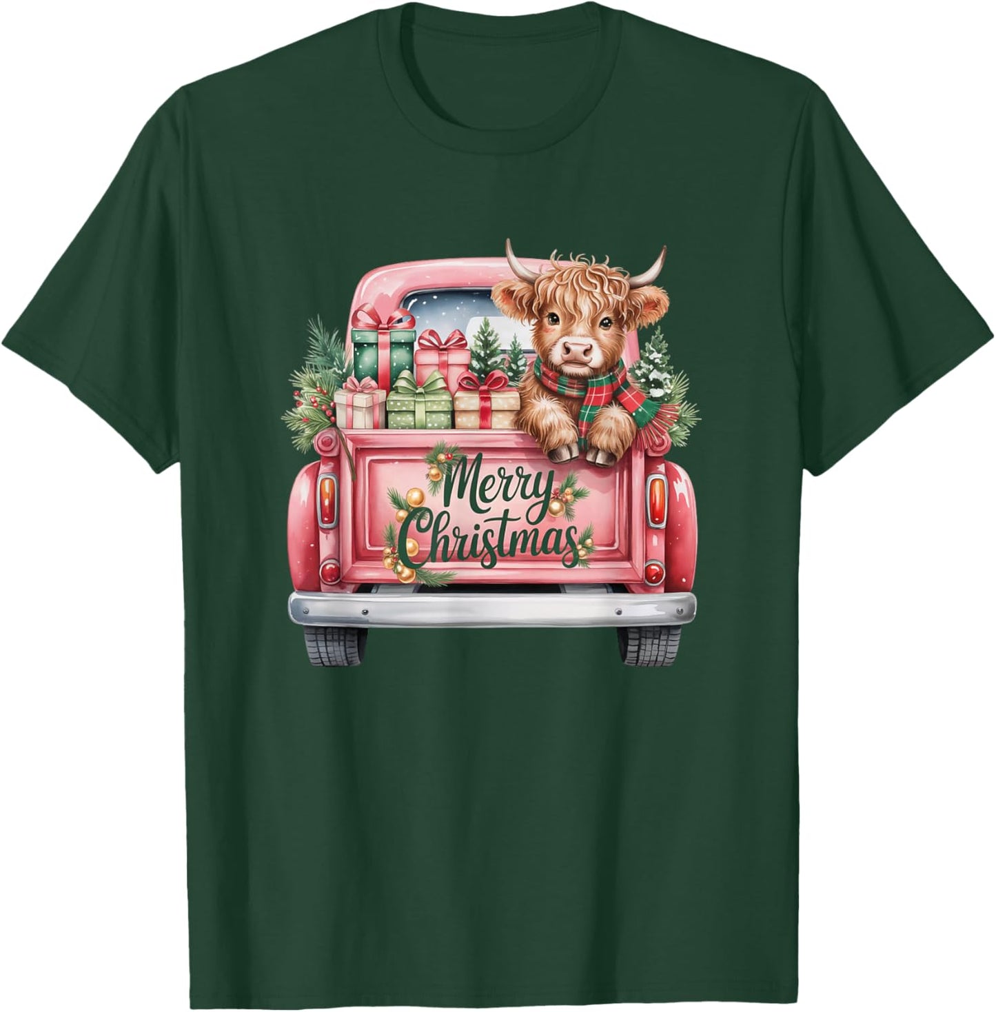 Merry Christmas Cow in Vintage Truck Design Mom T-Shirt - T-Shirt | Forest