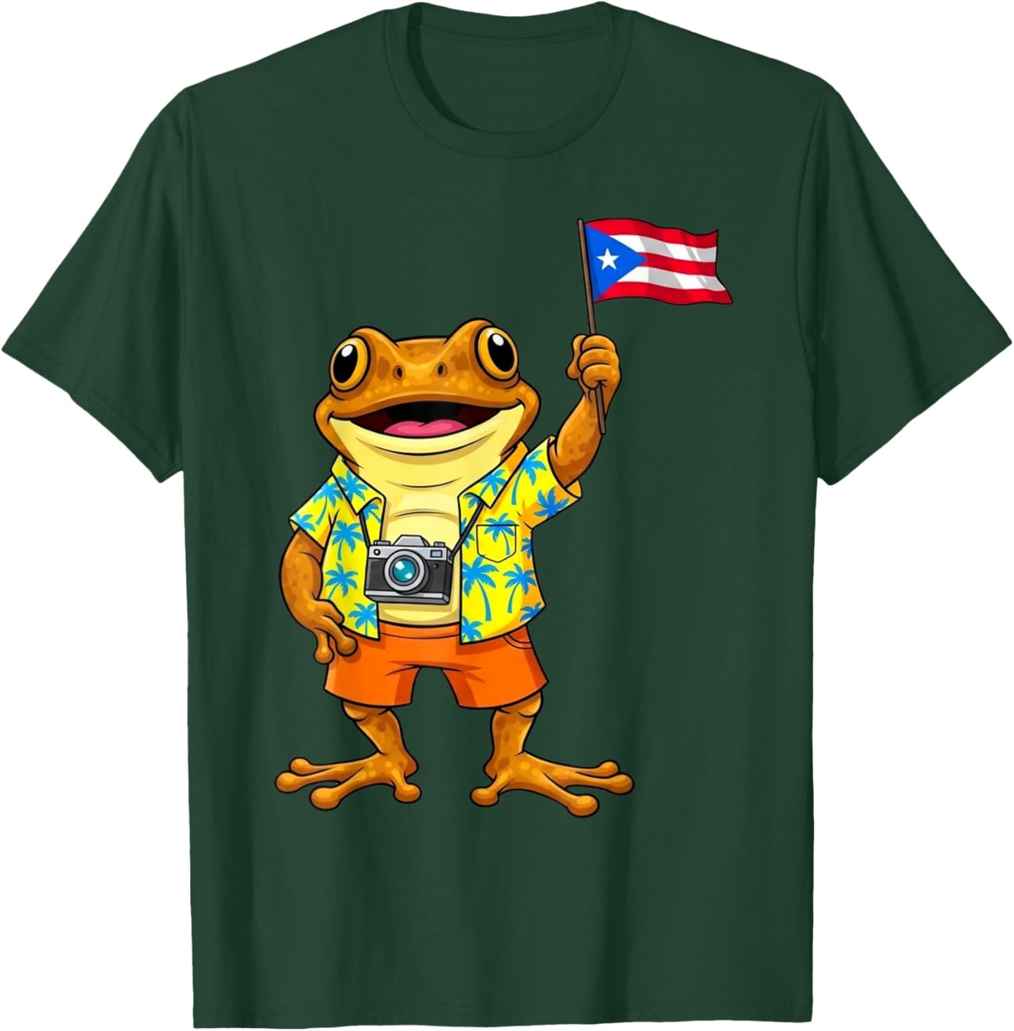 Funny Coqui Frog Puerto Rico Flag Boricua Puerto Rican Taino T-Shirt - T-Shirt | Forest