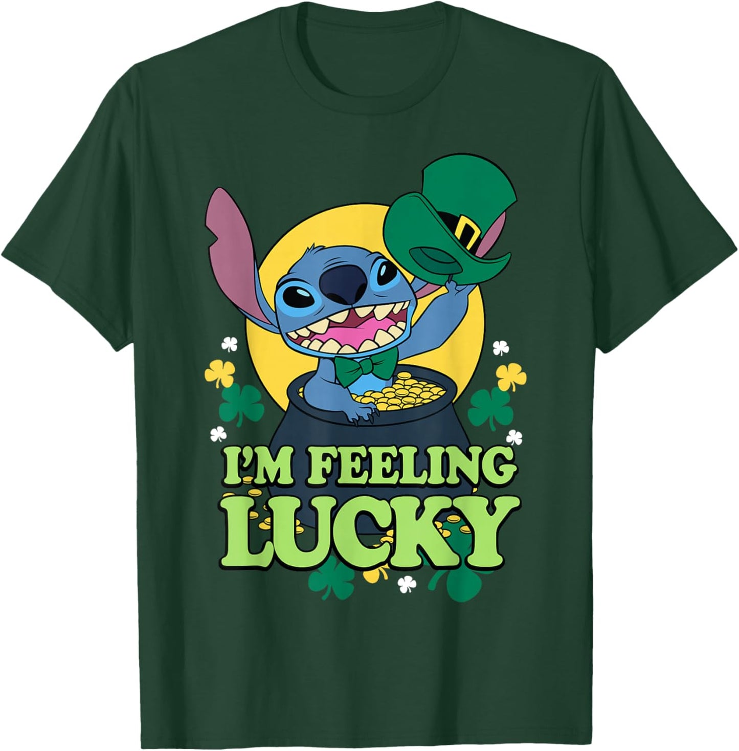 Disney Lilo & Stitch St. Patrick's Day I'm Feeling Lucky T-Shirt - T-Shirt | Forest