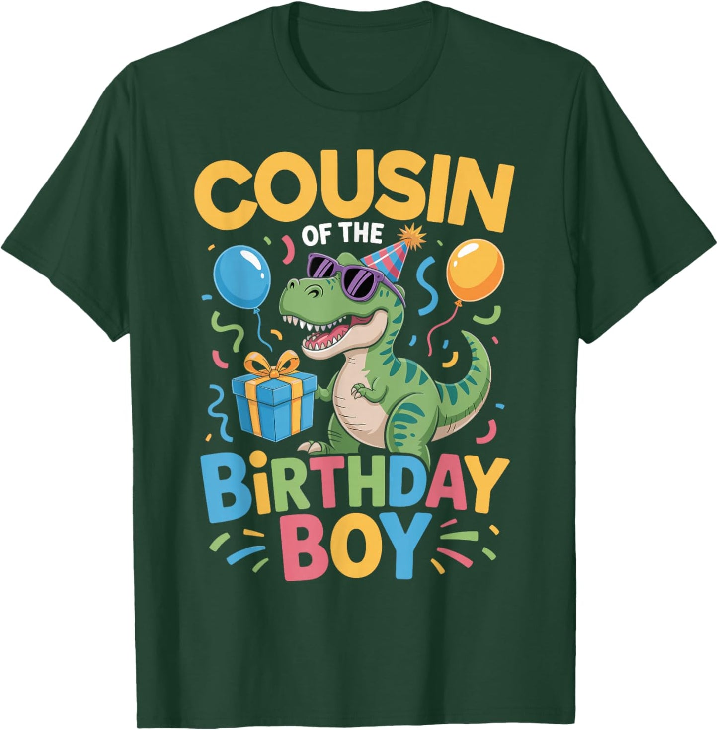 Cousin of The Birthday Party Outfit Dinosaur Squad Cousin T-Shirt - T-Shirt | Forest