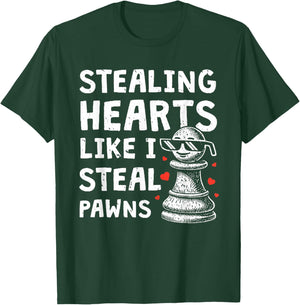 Funny Chess Valentines Day Stealing Heart Like I Steal Pawns T-Shirt - T-Shirt | Forest