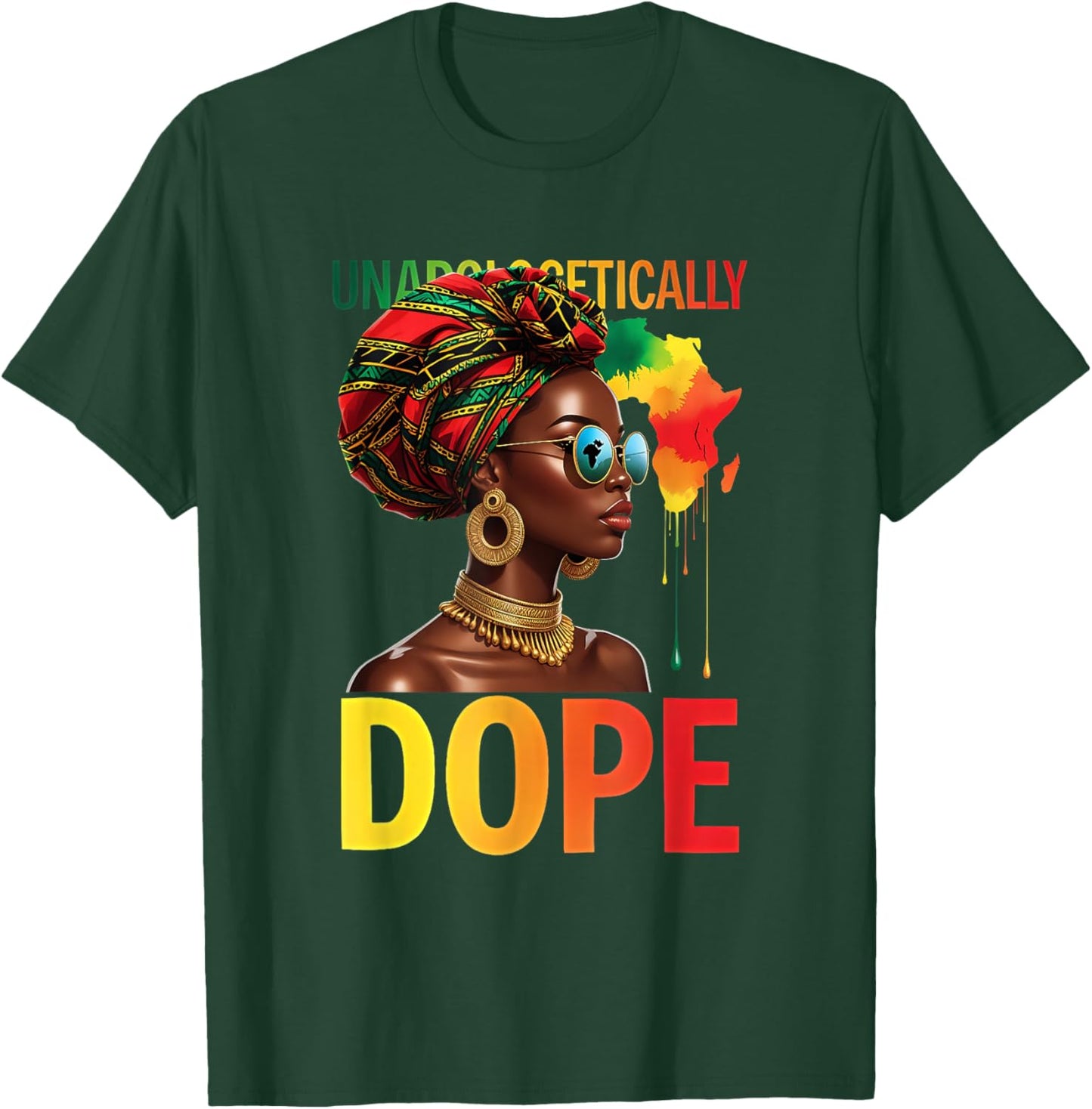 Melanin Queen Headwrap Rooted Faith Rising Afro God African T-Shirt - T-Shirt | Forest