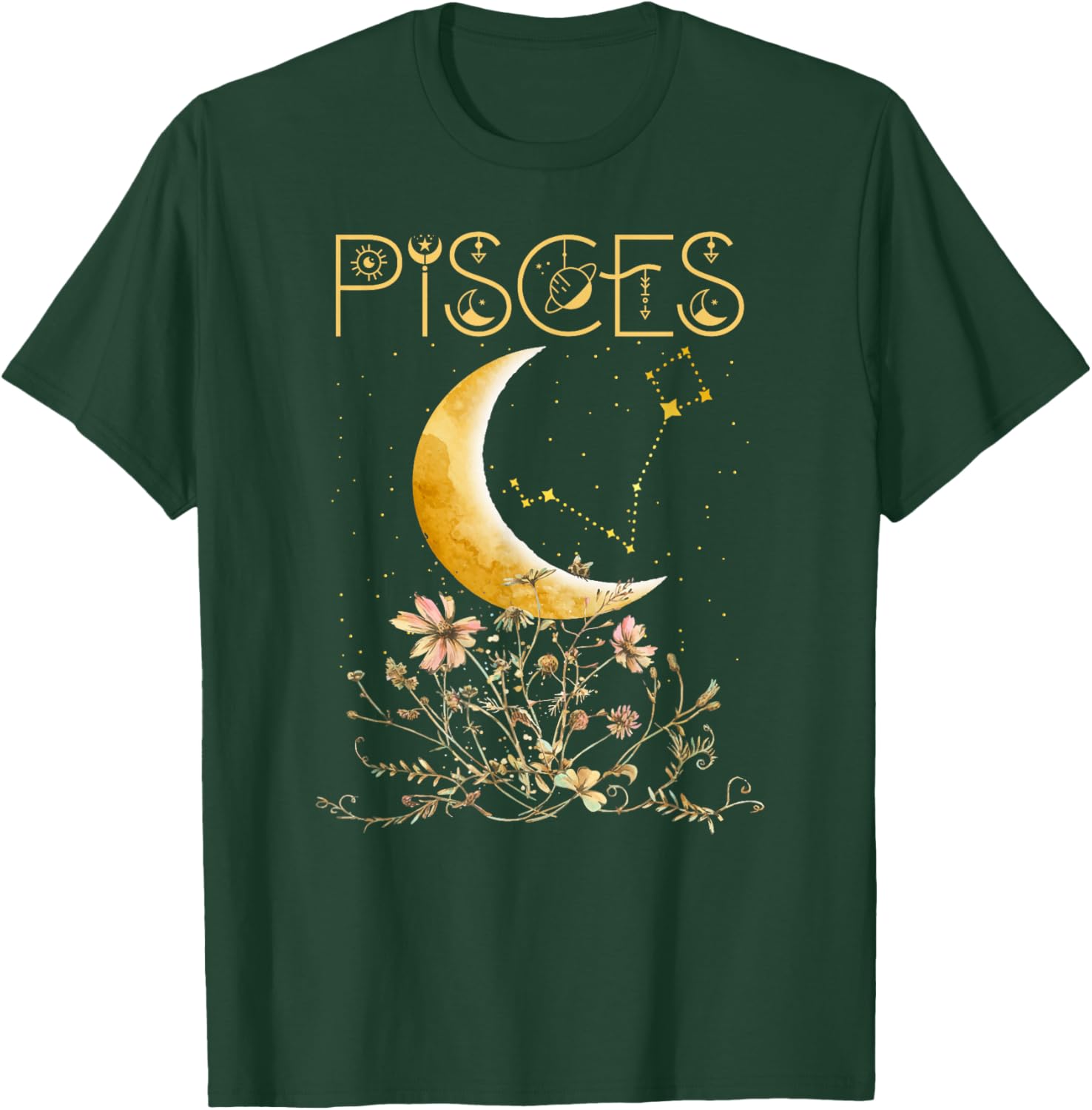 Pisces Zodiac Sign Flowers Pisces Birthday T-Shirt - T-Shirt | Forest