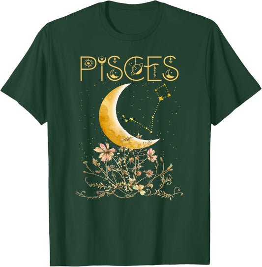 Pisces Zodiac Sign Flowers Pisces Birthday T-Shirt - T-Shirt | Forest