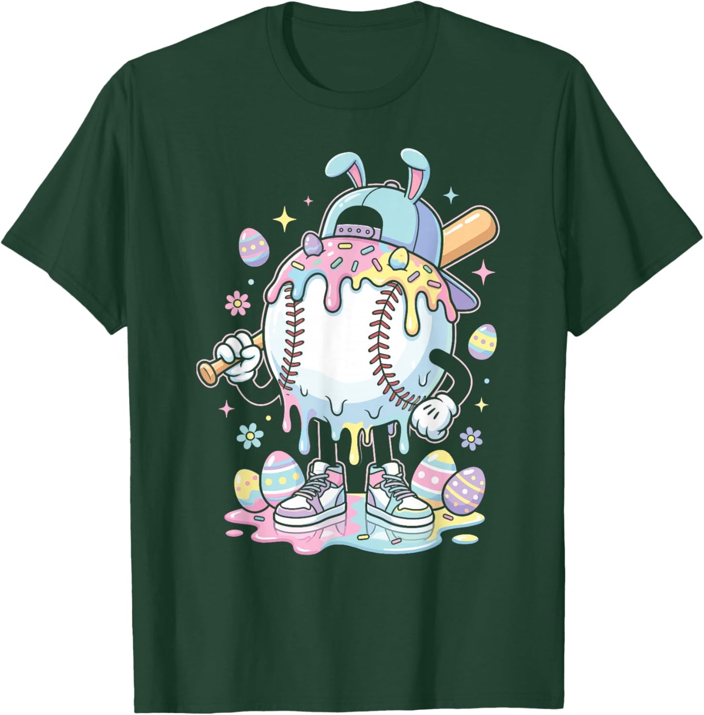 Baseball Drip Icecream Apparel Youth Boy Easter T-Shirt - T-Shirt | Forest