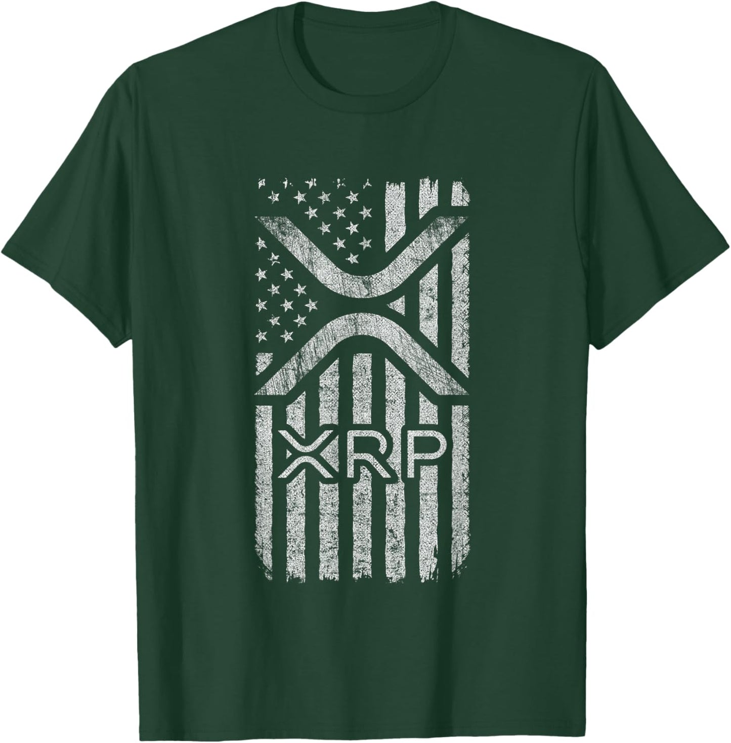 XRP - American Flag XRP Logo Graphic - XRP Crypto T-Shirt - T-Shirt | Forest