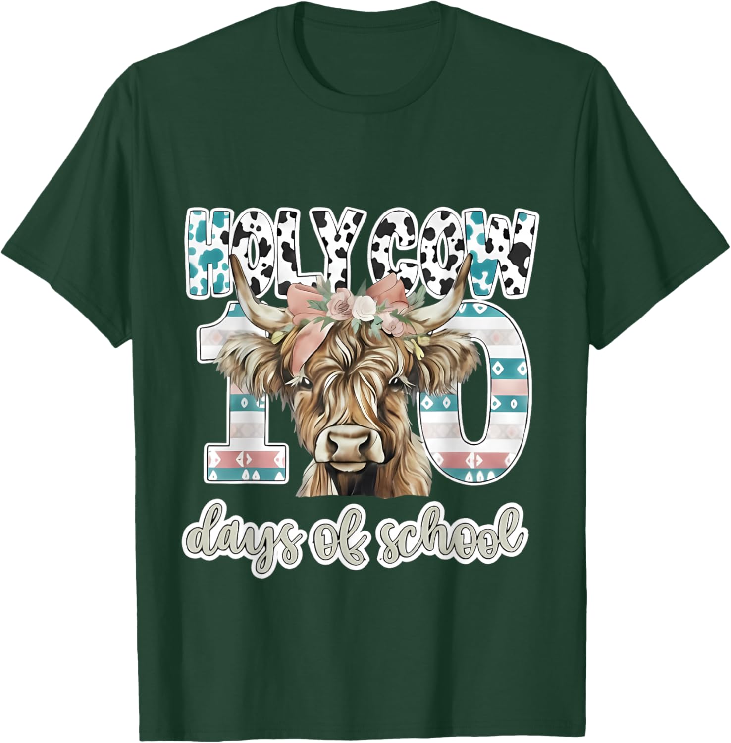 Holy Cow 100 Days of School 100th Day Smarter Teacher Kids T-Shirt - T-Shirt | Forest