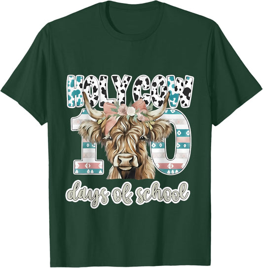 Holy Cow 100 Days of School 100th Day Smarter Teacher Kids T-Shirt - T-Shirt | Forest