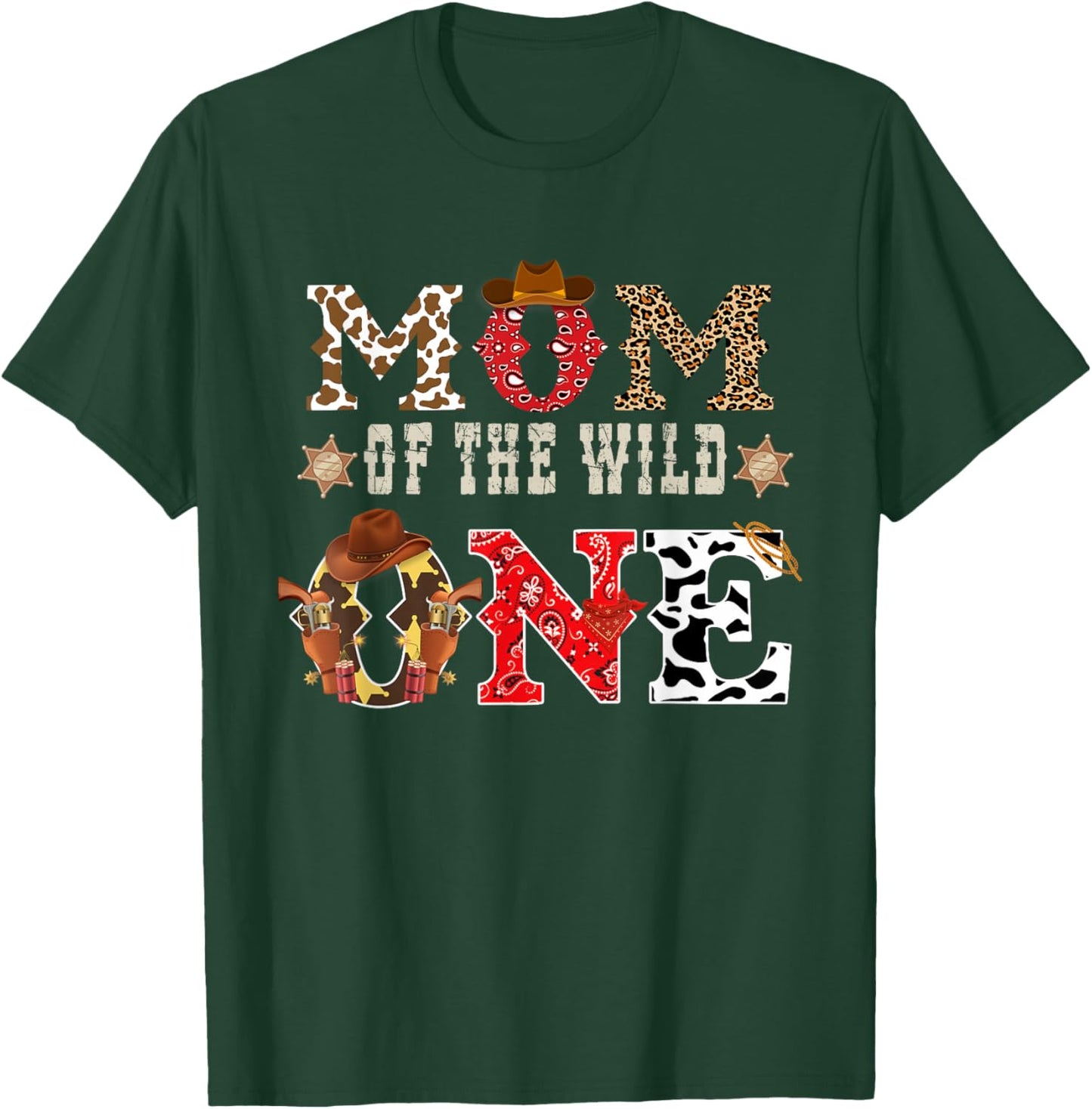 Mom of The Wild One Cowboy Western Rodeo Party Matching T-Shirt - T-Shirt | Forest