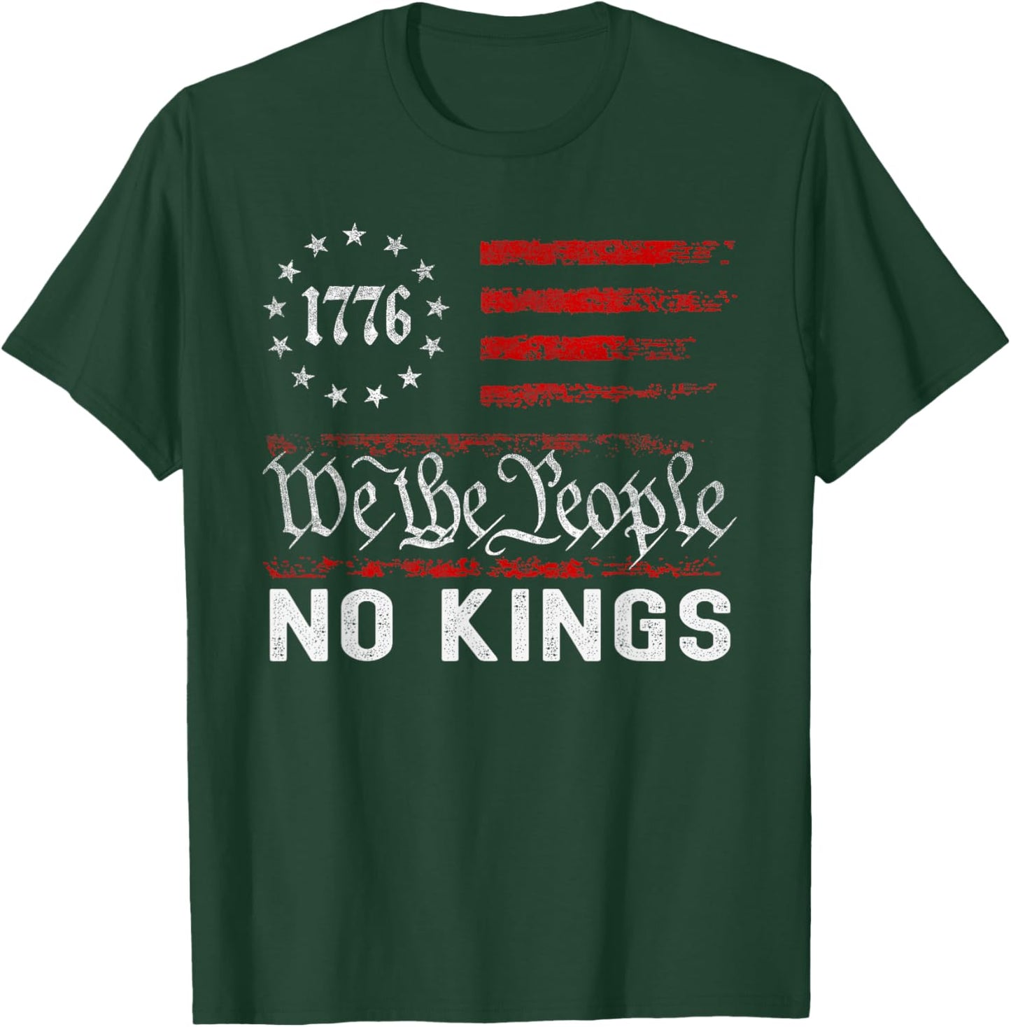 No Kings in America US Flag Vintage T-Shirt - T-Shirt | Forest