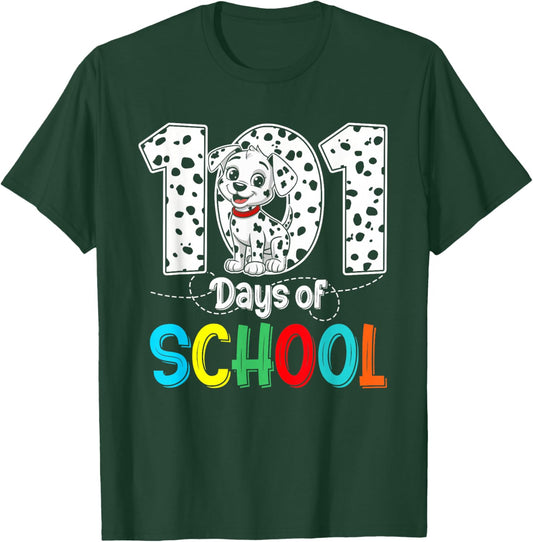 Happy 101 Days School Cute Dog 100 Days Smarter Student Kids T-Shirt - T-Shirt | Forest