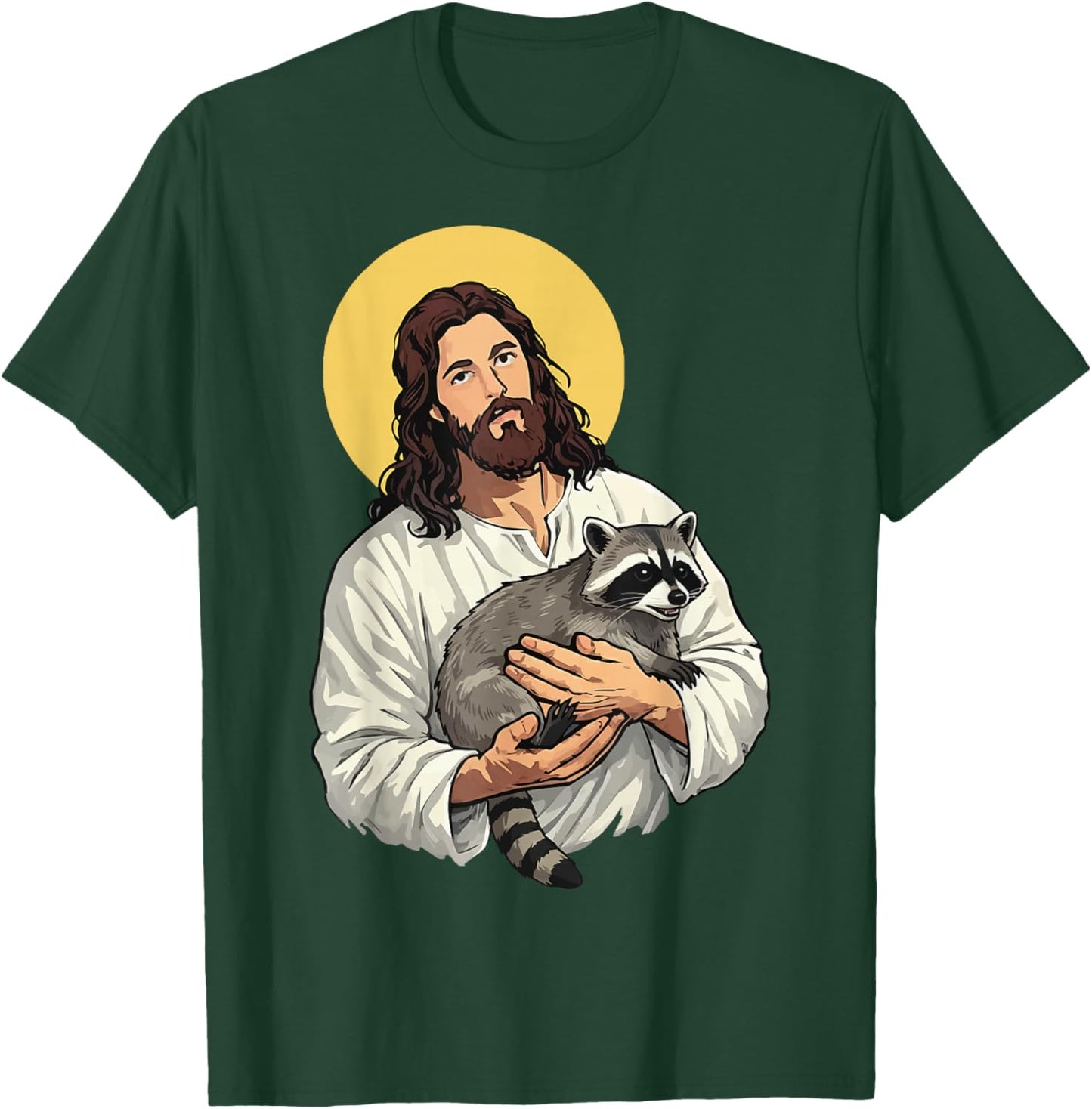 Jesus Holding Raccoon T-Shirt - T-Shirt | Forest