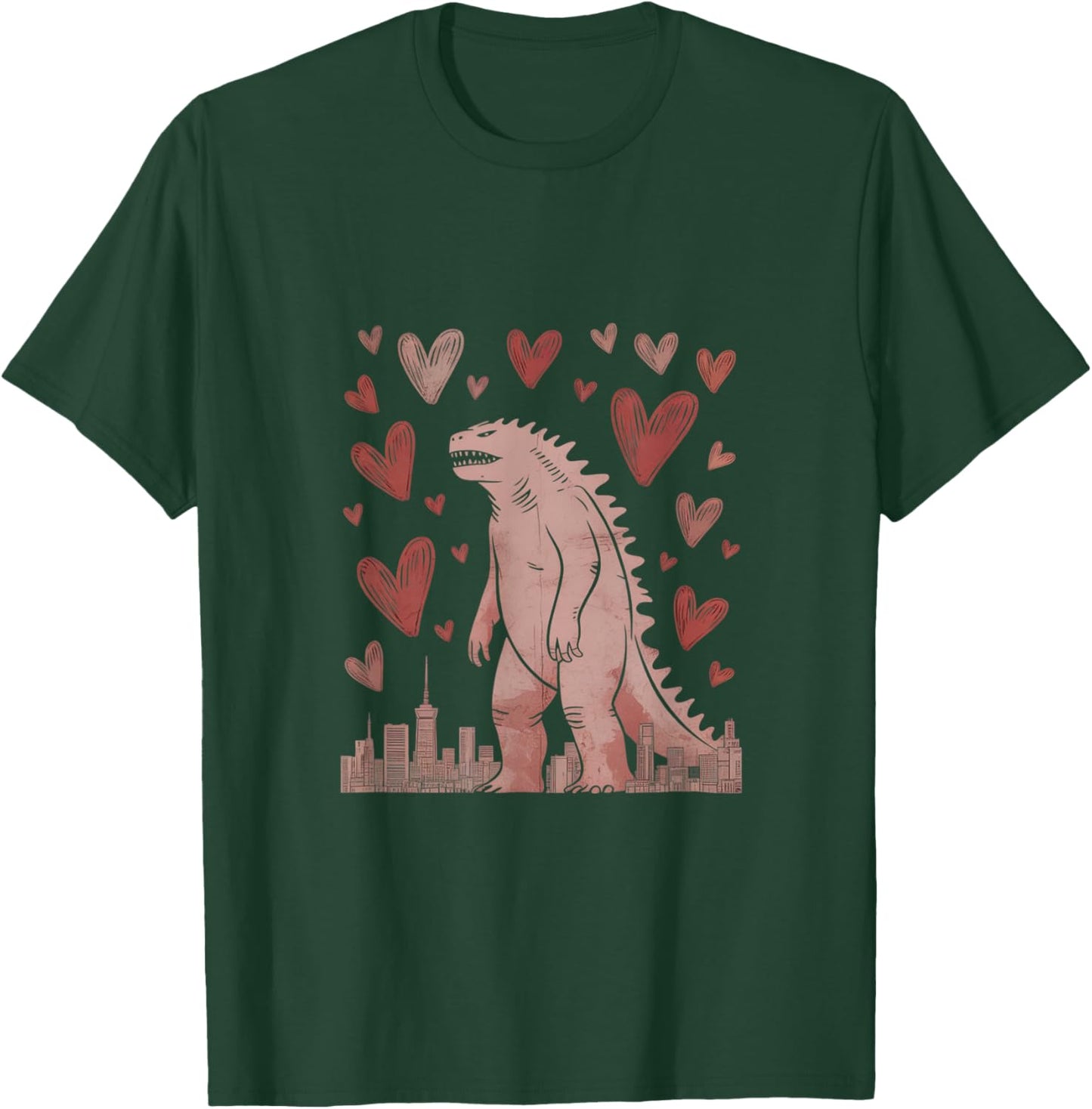 Valentines Day Japanese Monster Hearts Kaiju Lover Gifts T-Shirt - T-Shirt | Forest