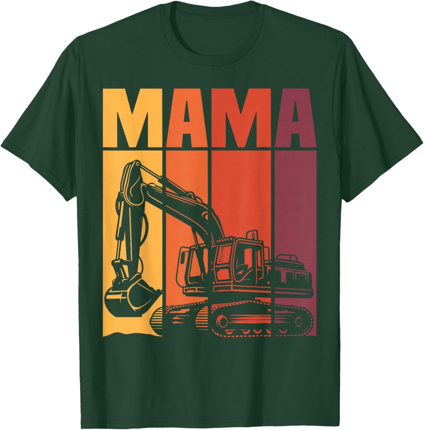 Mama Excavator Matching Family Construction Birthday Party T-Shirt - T-Shirt | Forest