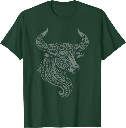 Taurus Zodiac Sign Tribal Tattoo Art Bull Horoscope T-Shirt - T-Shirt | Forest