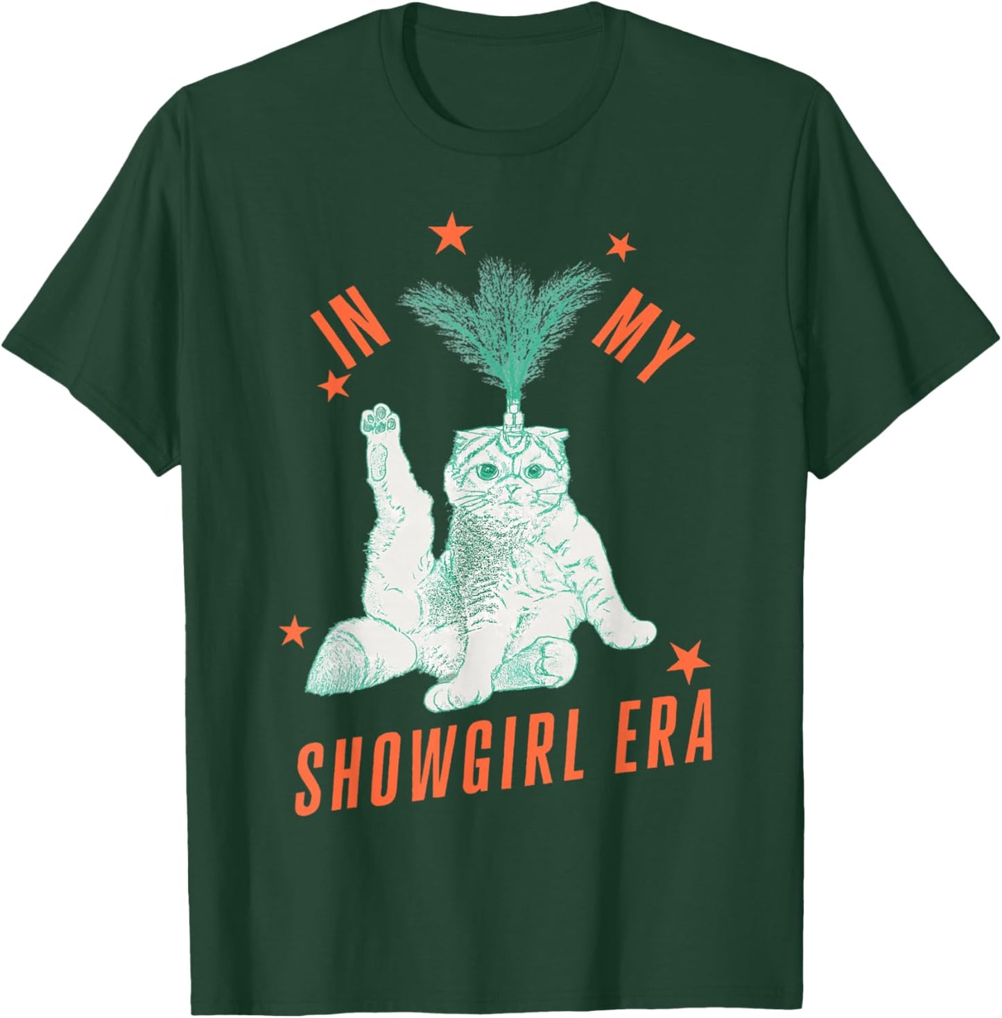 Funny Cat in Showgirl Costume Retro Humor T-Shirt - T-Shirt | Forest