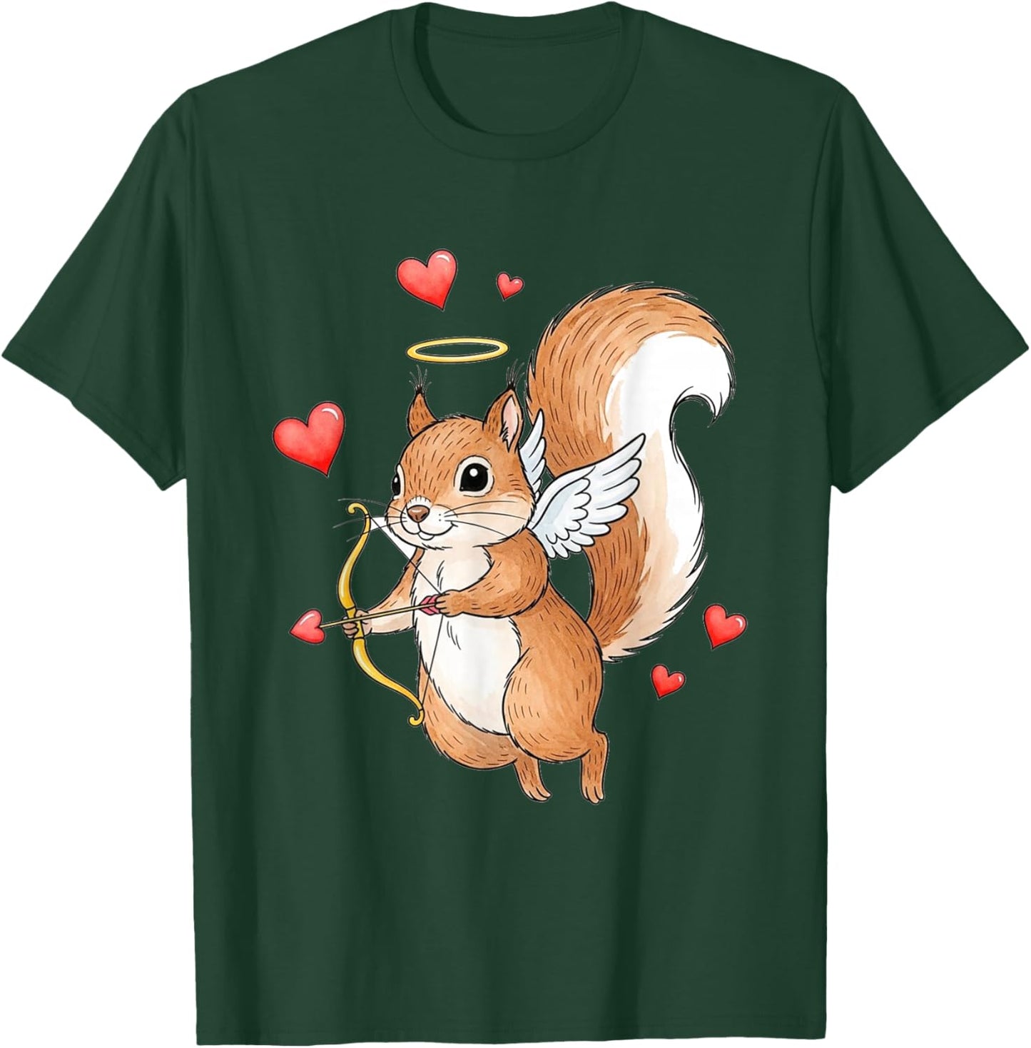 Cupid Squirrel Love Valentine's Day Romantic Art T-Shirt - T-Shirt | Forest