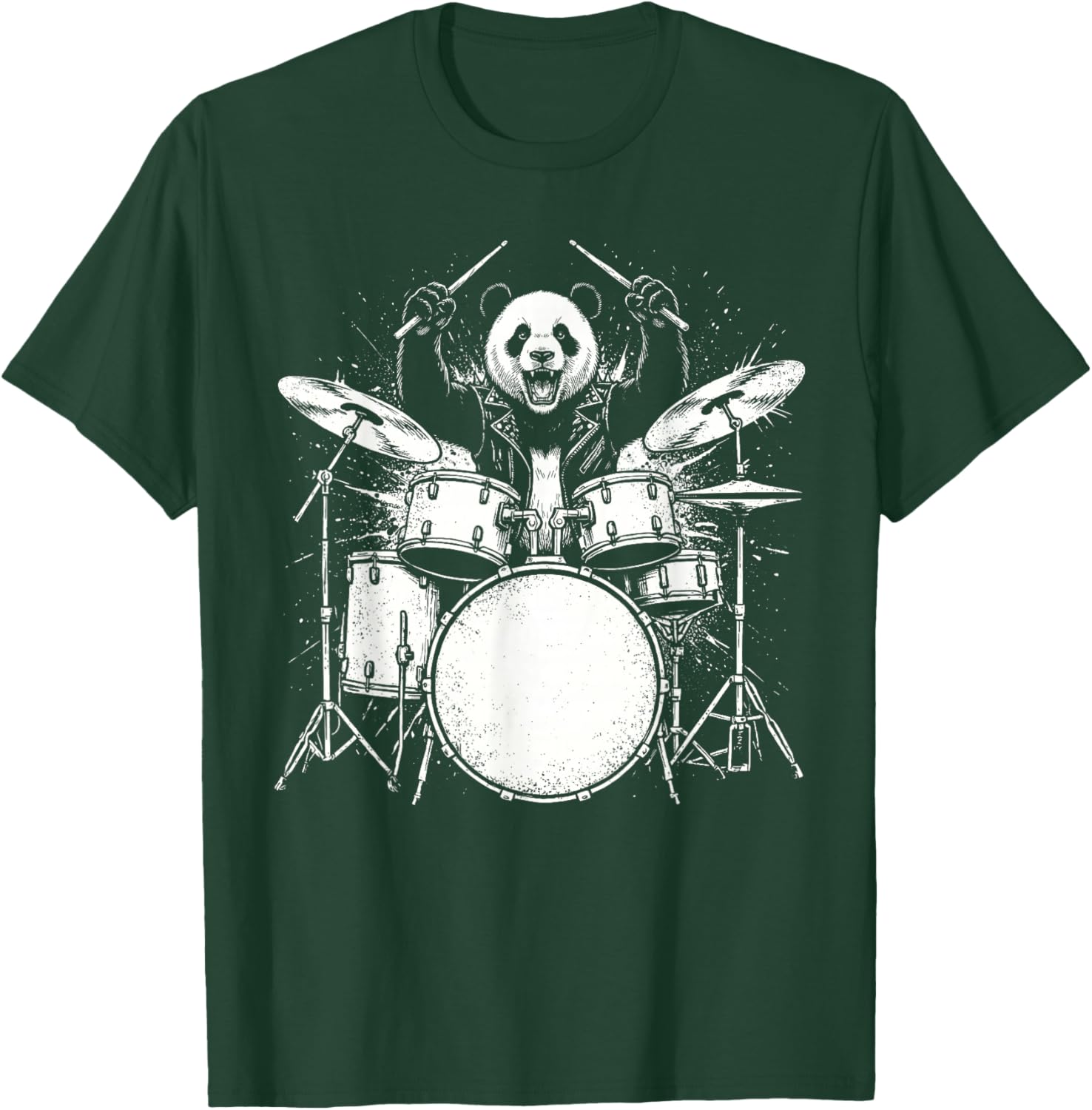 Panda Drummer Rock Wild Animal Playing Drums T-Shirt - T-Shirt | Forest