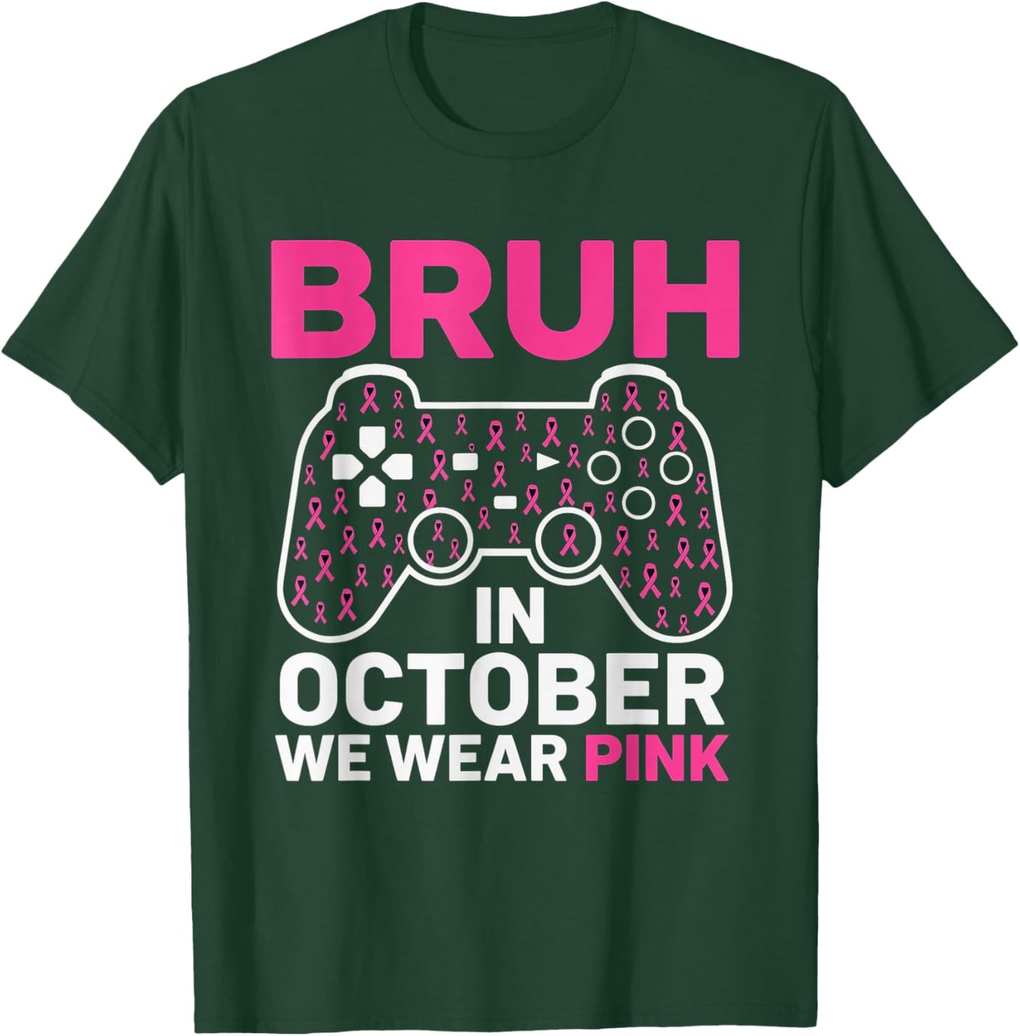 Bruh in October Wear Pink Breast Cancer Awareness Kids Boys T-Shirt - T-Shirt | Forest