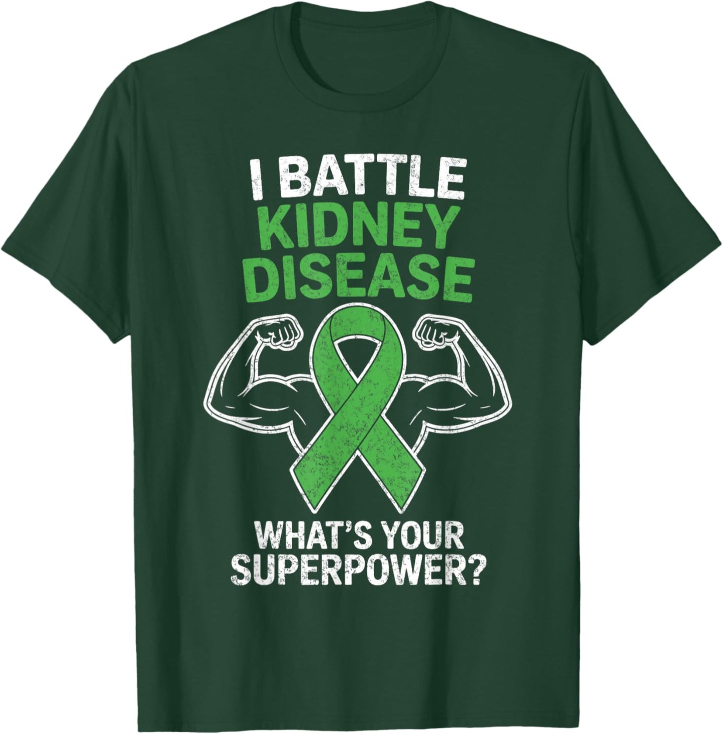 I Battle Kidney Disease Awareness Ribbon CKD Fighter Warrior T-Shirt - T-Shirt | Forest