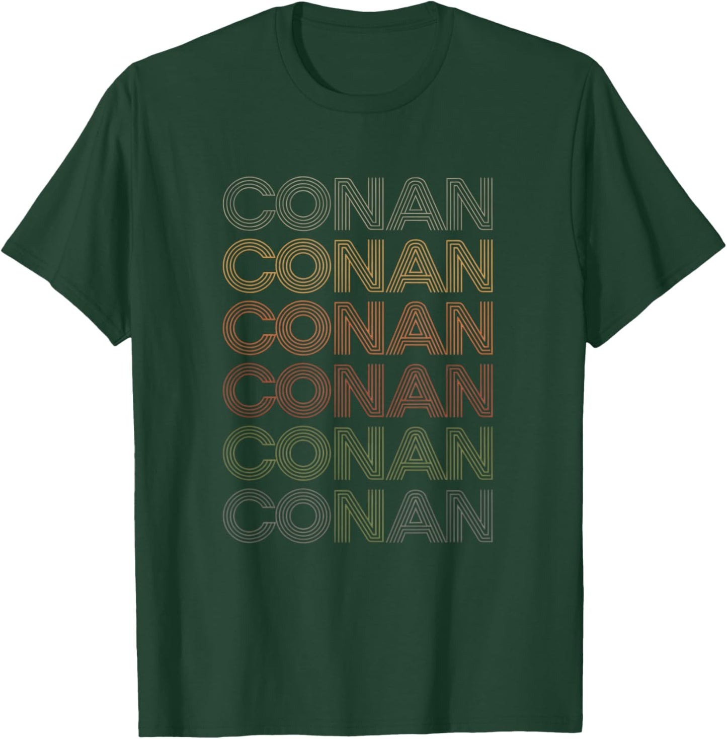 Names Conan Retro Stacked Line Name Design T-Shirt - T-Shirt | Forest