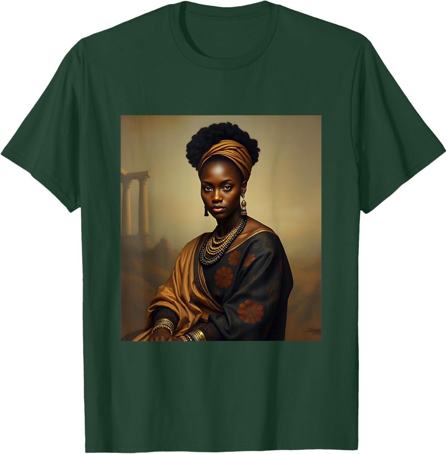 Black Melanated Mona Lisa African American History Month T-Shirt - T-Shirt | Forest