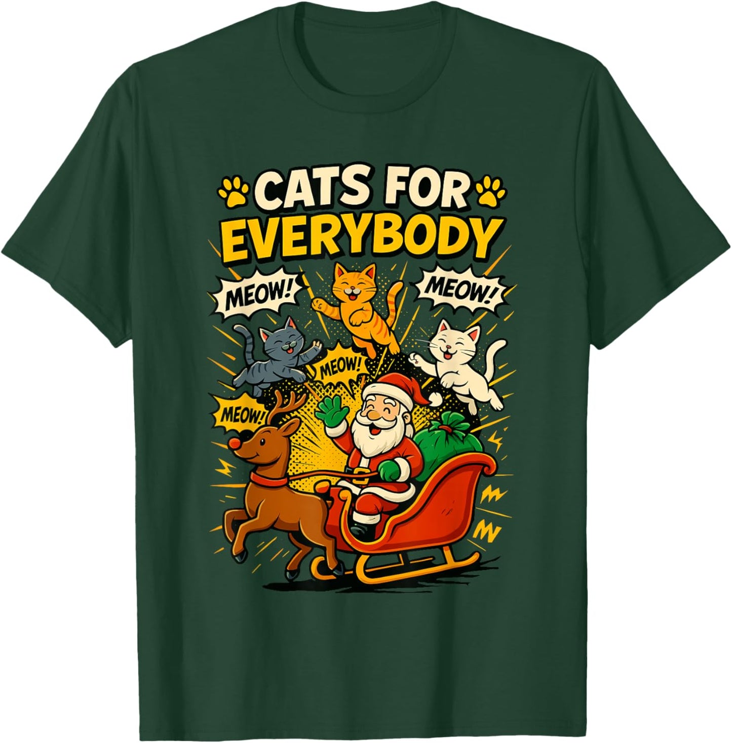 Cats for Everybody Christmas Shirt Men, Funny Santa Cat Dad T-Shirt - T-Shirt | Forest