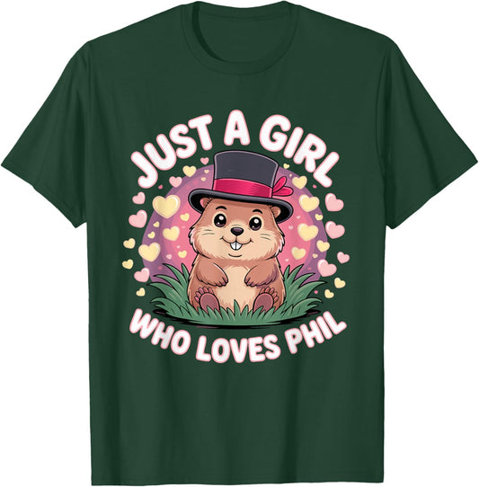 Punxy Phil's Groundhog Day Costume February 2nd Cute Girls T-Shirt - T-Shirt | Forest