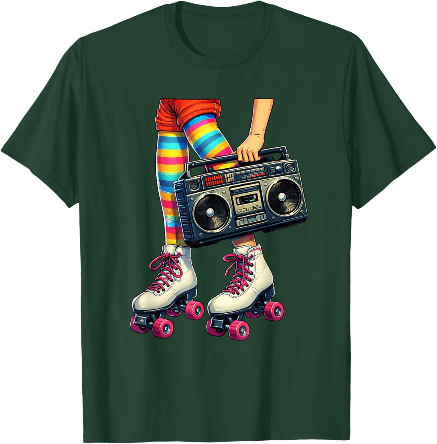 Old School Hip Hop Roller Skates Boombox Fun Times Throwback T-Shirt - T-Shirt | Forest