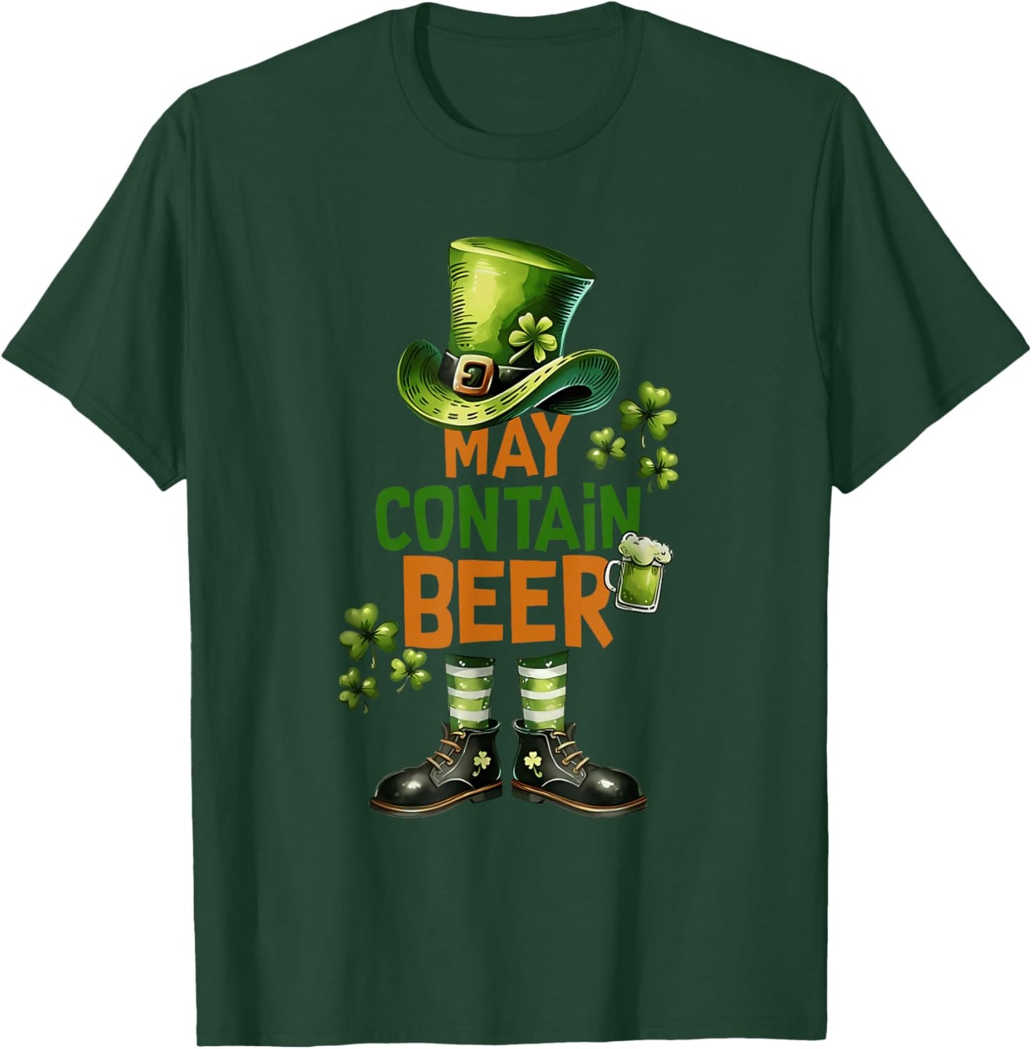 May Contain Beer Leprechaun Costume St Patricks Day T-Shirt - T-Shirt | Forest