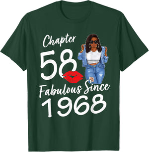 Chapter 58 Fabulous Since 1968 Black Women Birthday T-Shirt - T-Shirt | Forest