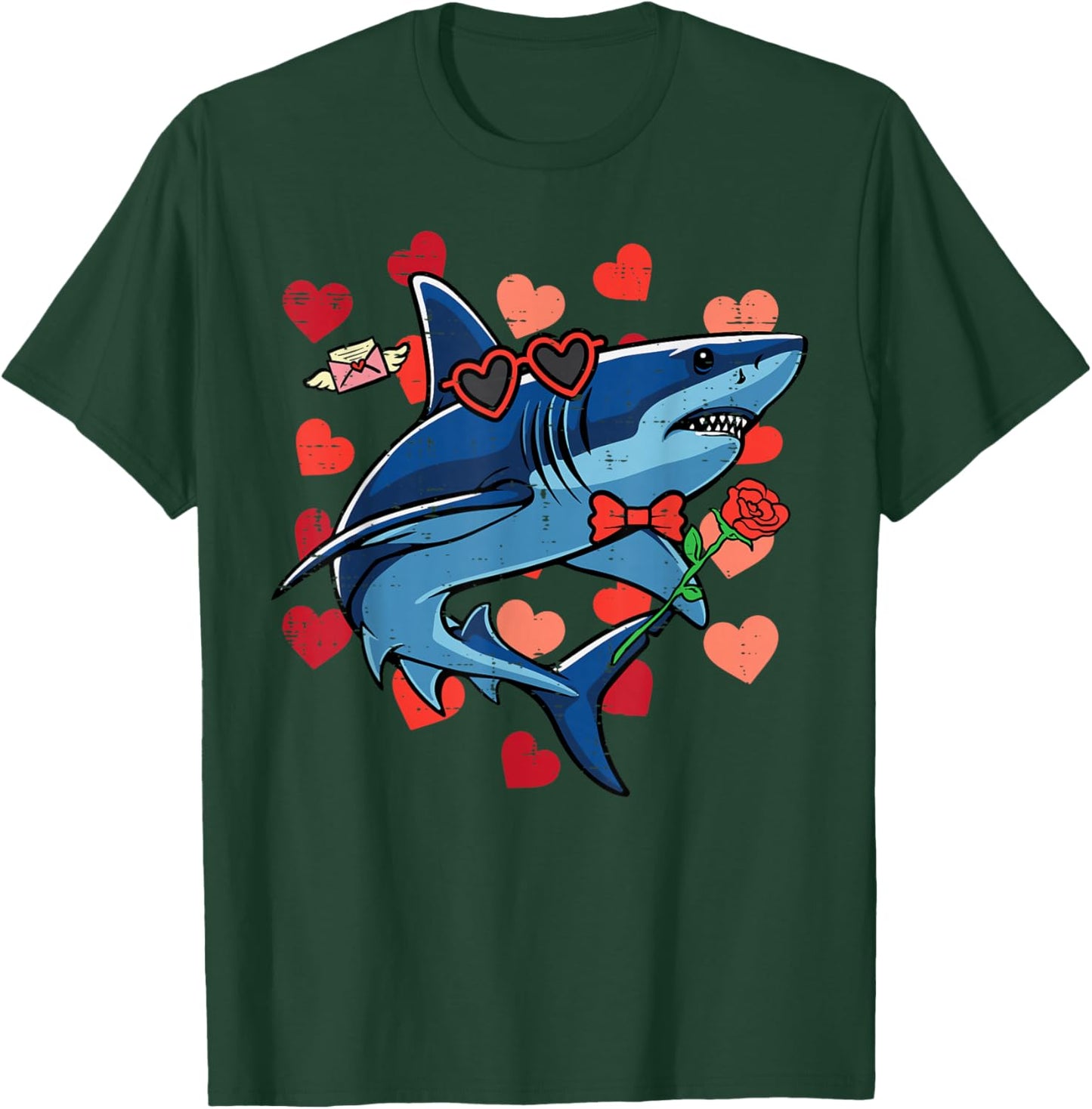Shark Valentines Day Valentine Kids Toddler Boys Youth T-Shirt - T-Shirt | Forest