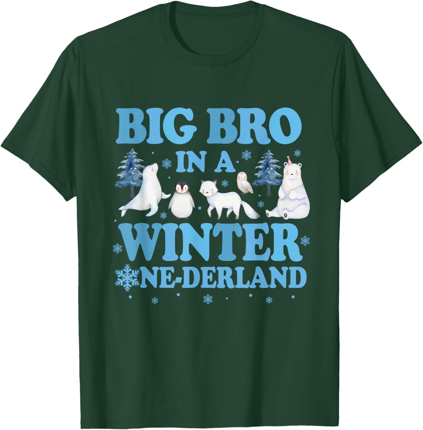 Big Bro in a Winter Onederland Birthday Boy Arctic Animals T-Shirt - T-Shirt | Forest