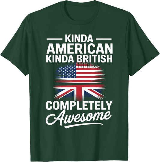 Kinda American Kinda British Dual Citizenship USA UK Flag Us T-Shirt - T-Shirt | Forest