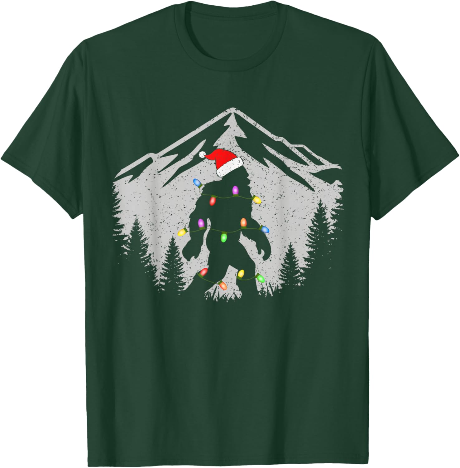 Funny Christmas Bigfoot Santa Hat Hiking Sasquatch Kids T-Shirt - T-Shirt | Forest