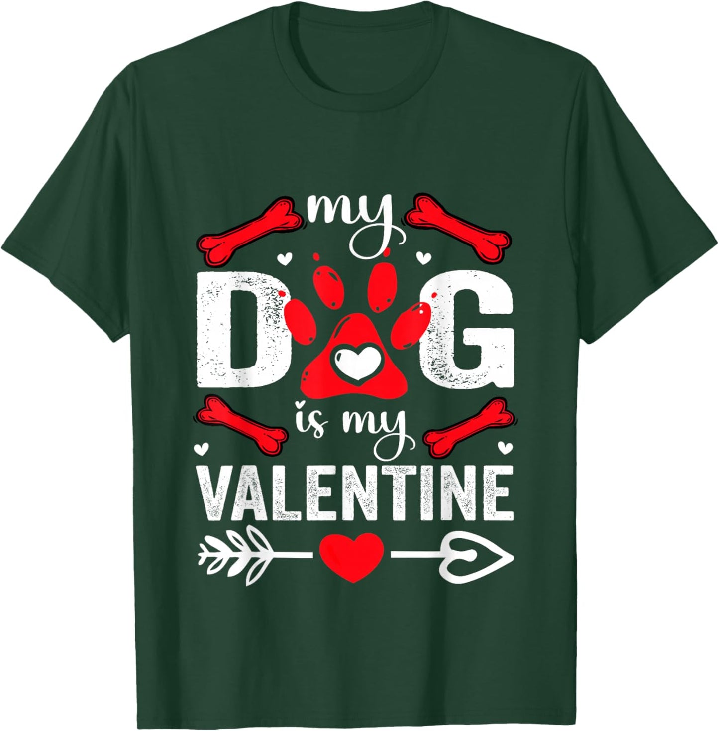 My Dog is My Valentine Cute Cat Heart Love Romantic Hearts T-Shirt - T-Shirt | Forest
