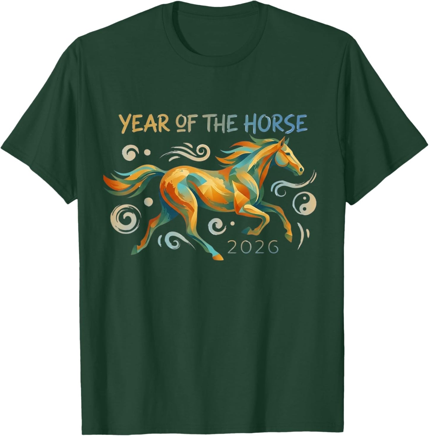 Year 2026 of the Horse Graphic Modern Illustration T-Shirt - T-Shirt | Forest
