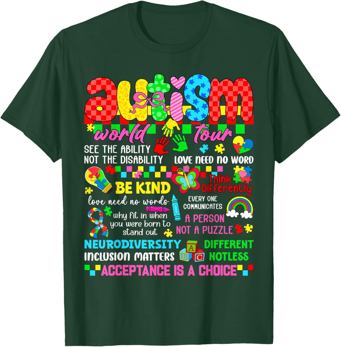 Autism Awareness Leopard Puzzle Autistic Men Women Kid T-Shirt - T-Shirt | Forest