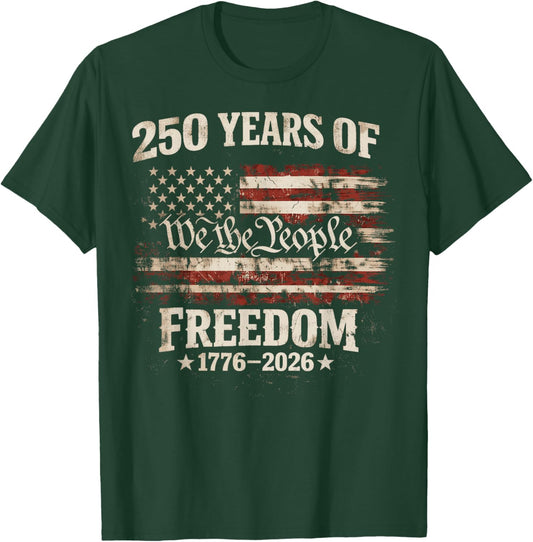 USA 250th Anniversary 250 Years American Flag Birthday T-Shirt - T-Shirt | Forest