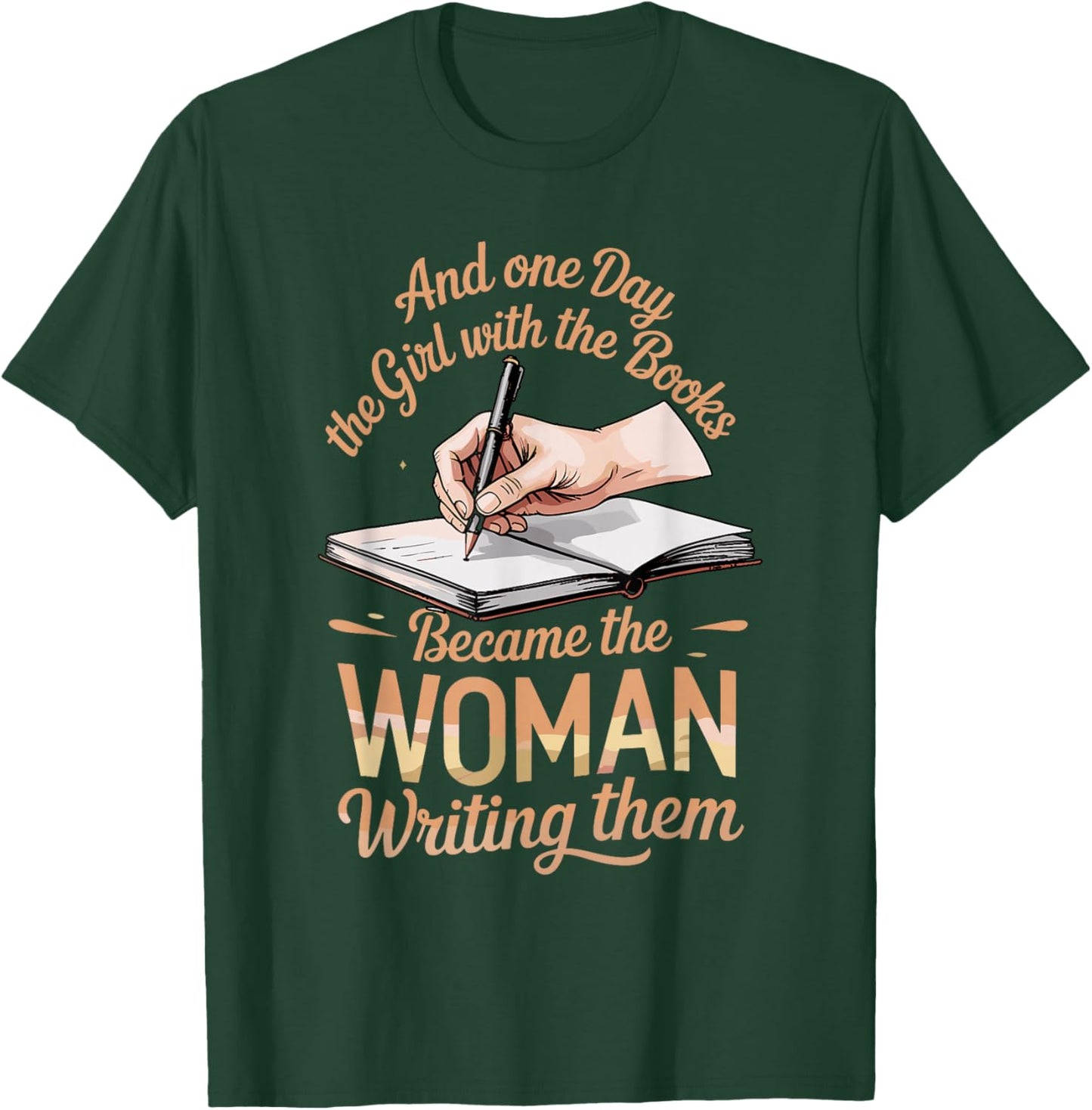 Girl with The Books Writing Poets Journalist Book Writer T-Shirt - T-Shirt | Forest