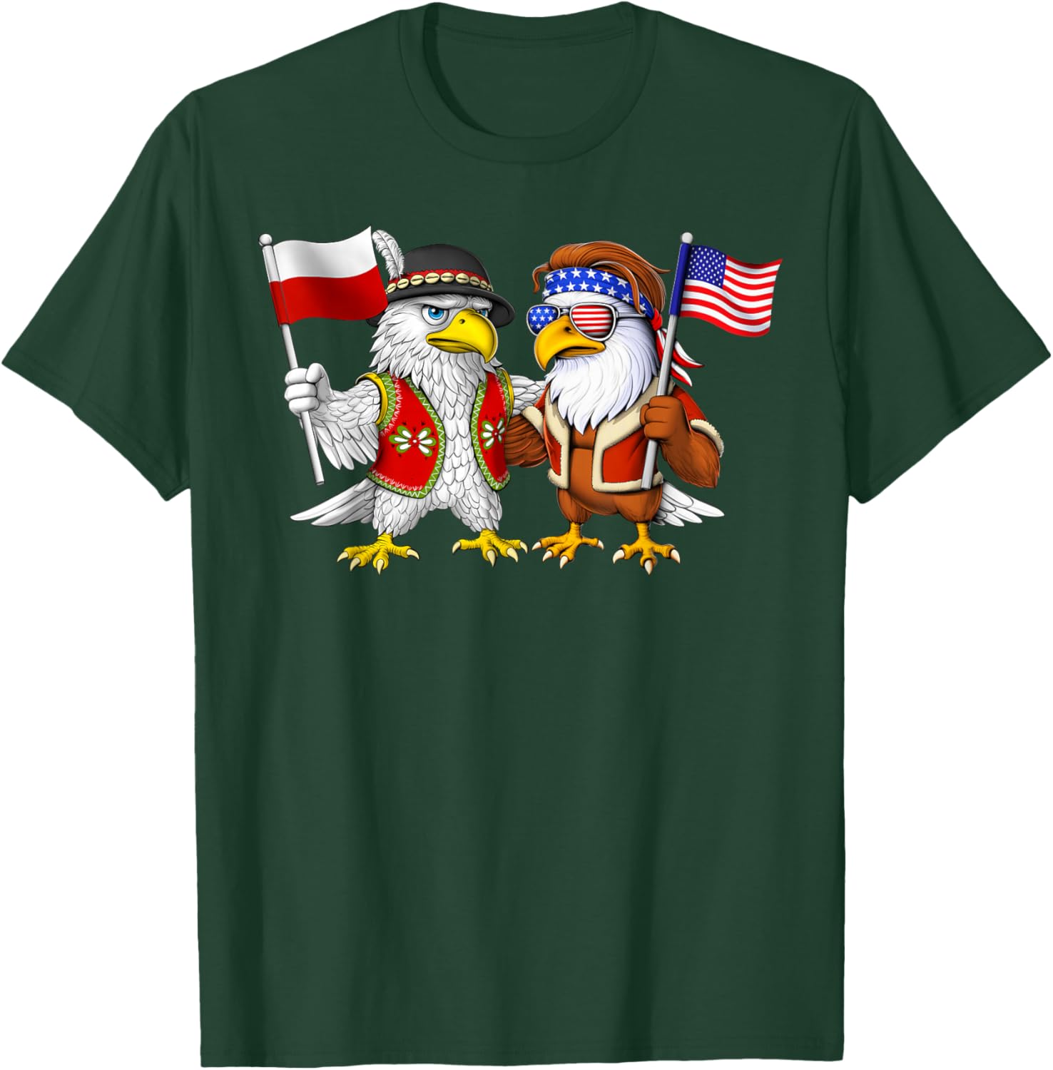 Poland USA Flag Polish American Roots Polish American T-Shirt - T-Shirt | Forest
