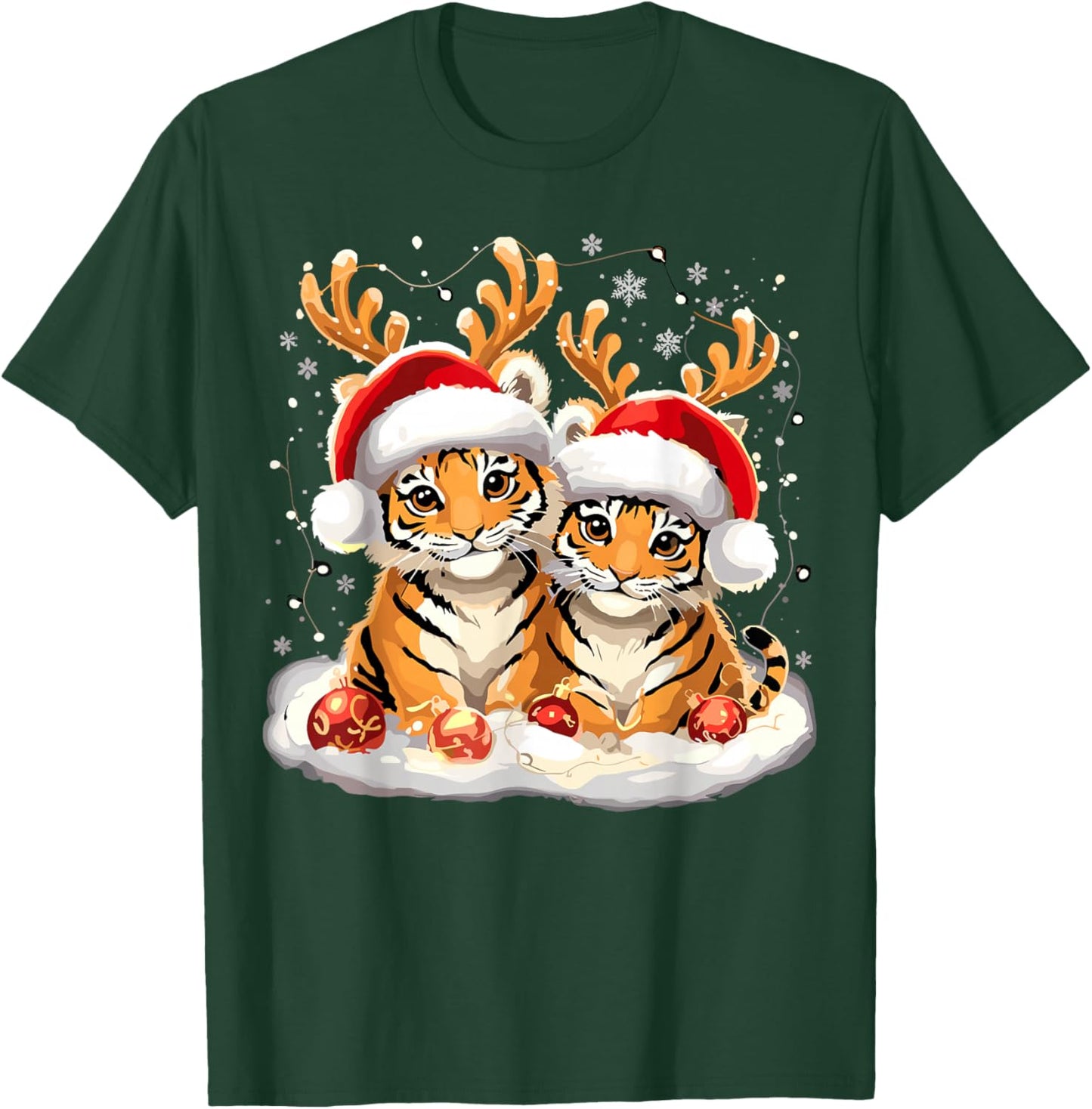 Tiger Reindeer Christmas Xmas T-Shirt - T-Shirt | Forest