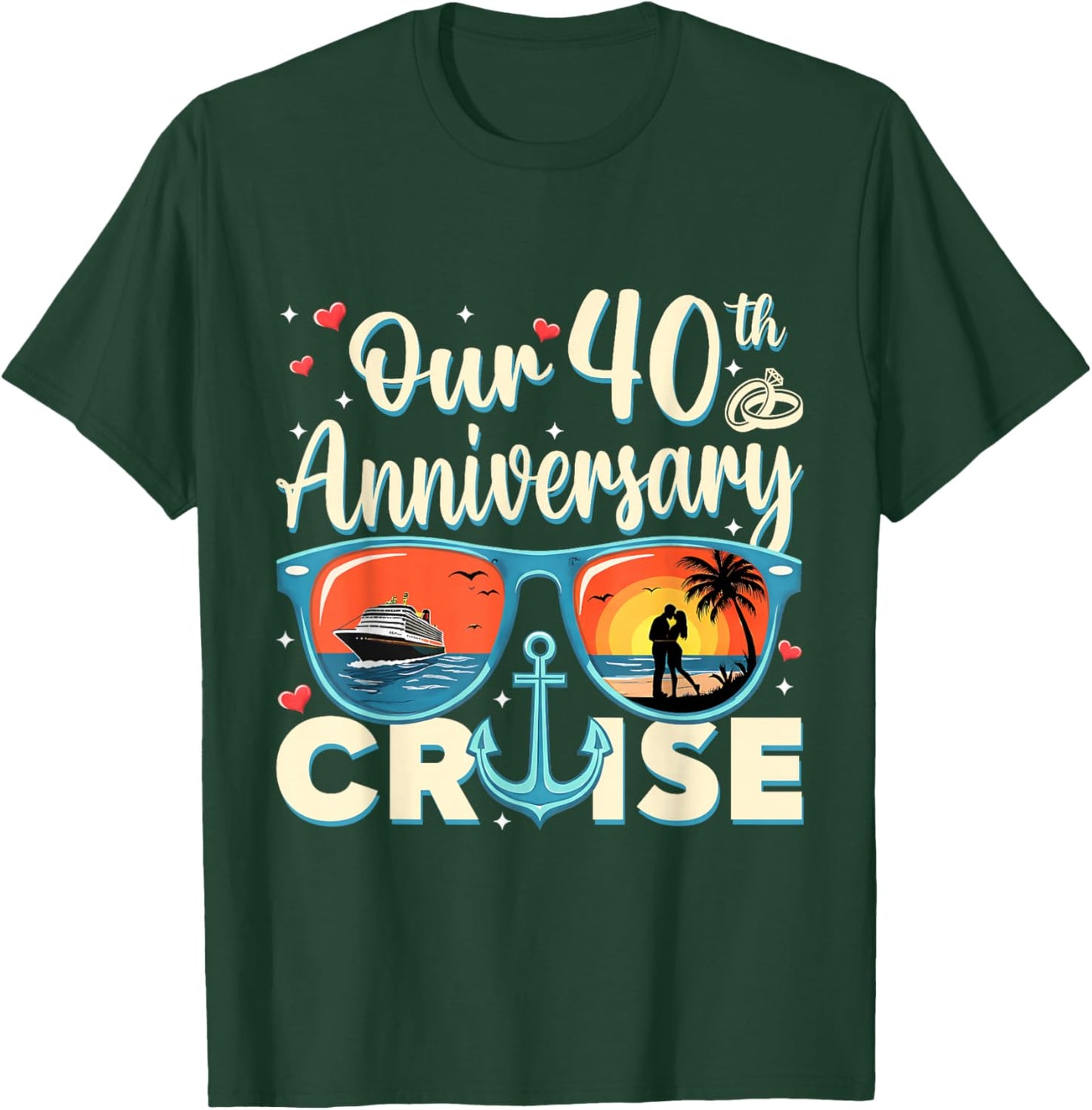 Our 40th Wedding Anniversary Cruise Vacation Couple Matching T-Shirt - T-Shirt | Forest