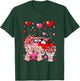 Couple Pigs Pickup Truck Carrying Flowers Valentine Hearts T-Shirt - T-Shirt | Forest