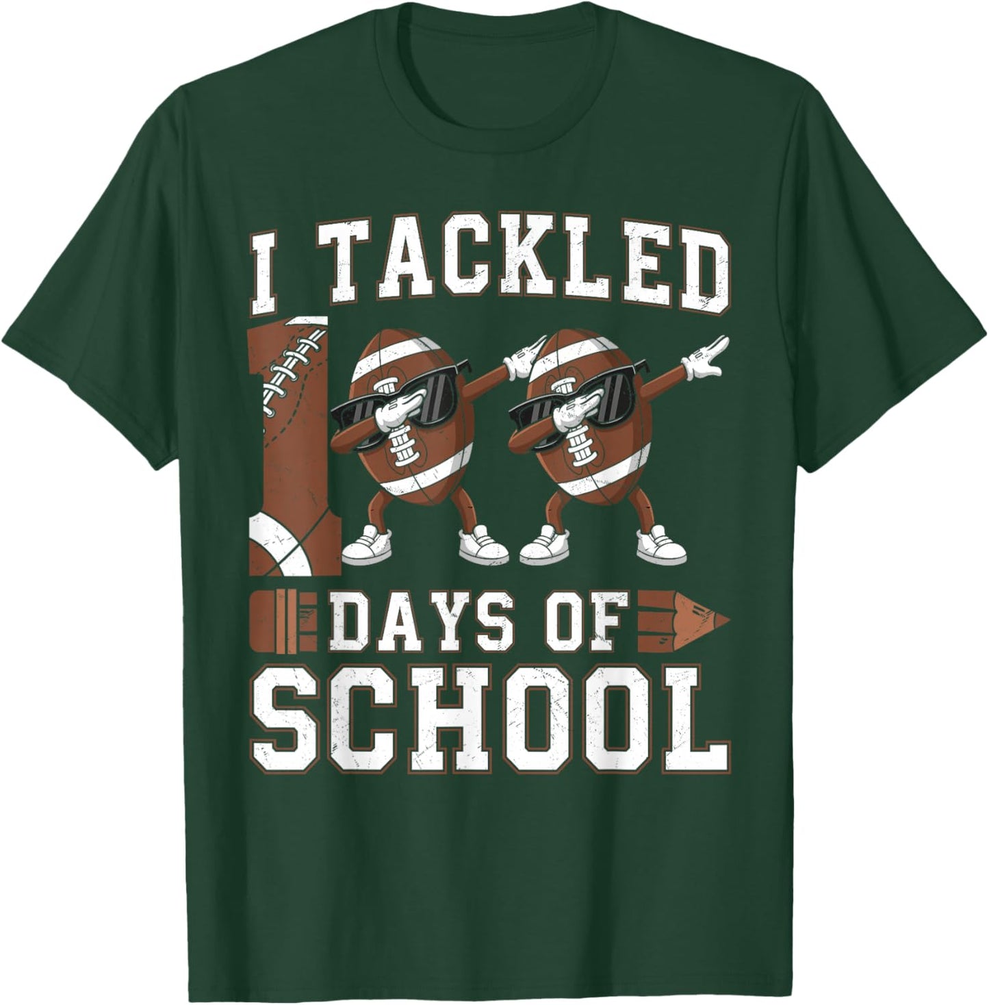 Toddler 100 Days of School Boys 100th Day of School Football T-Shirt - T-Shirt | Forest