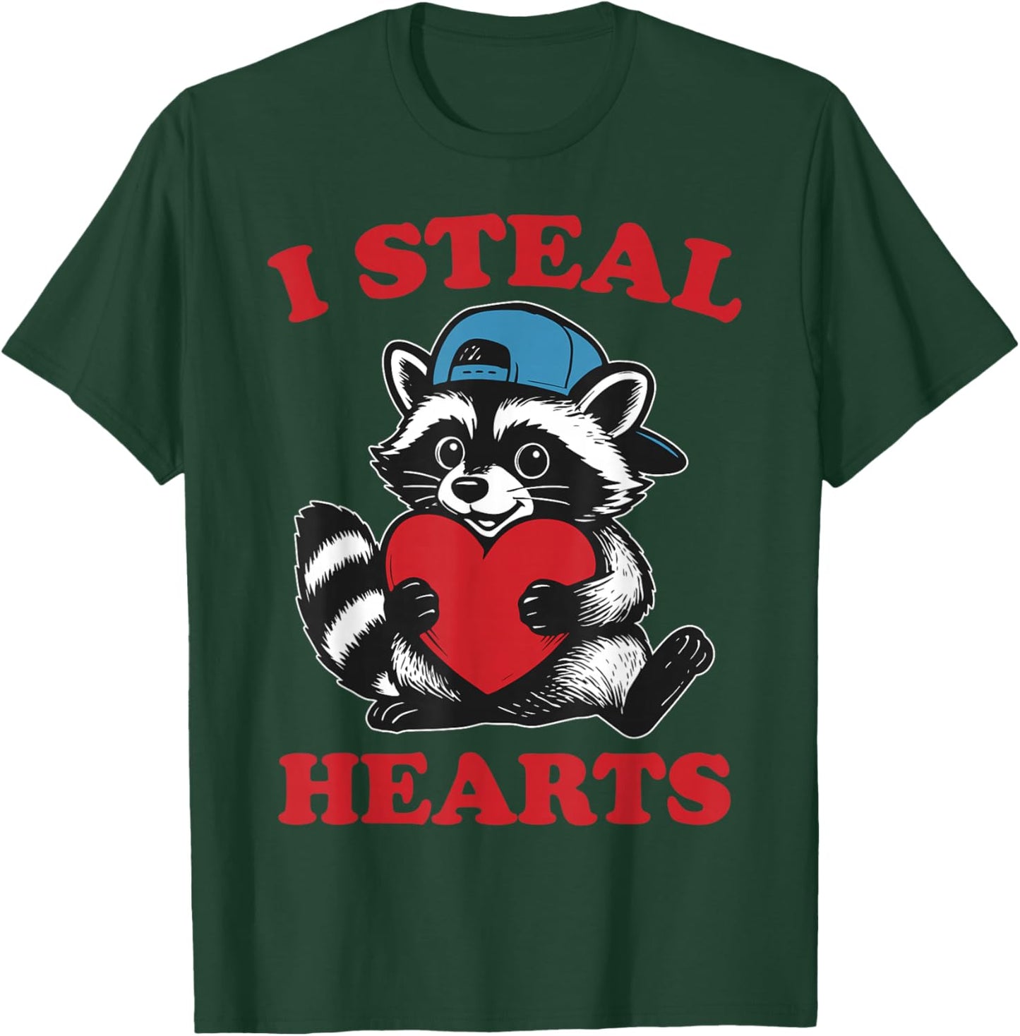 I Steal Hearts Raccoon Baby Boy Valentines Toddler Kids T-Shirt - T-Shirt | Forest
