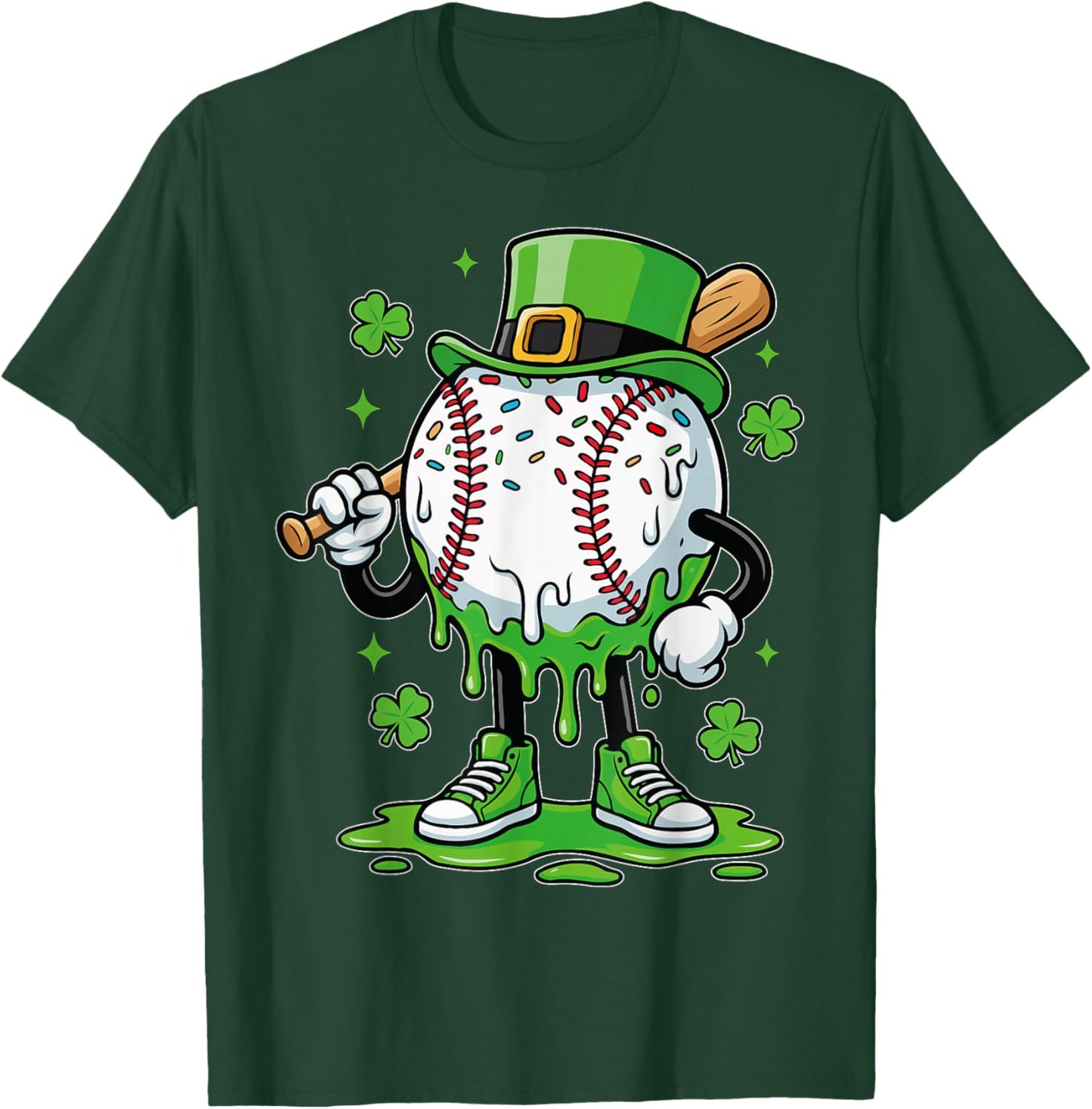 Baseball Drip for Boys Ice Cream Drip Youth St Patricks Day T-Shirt - T-Shirt | Forest