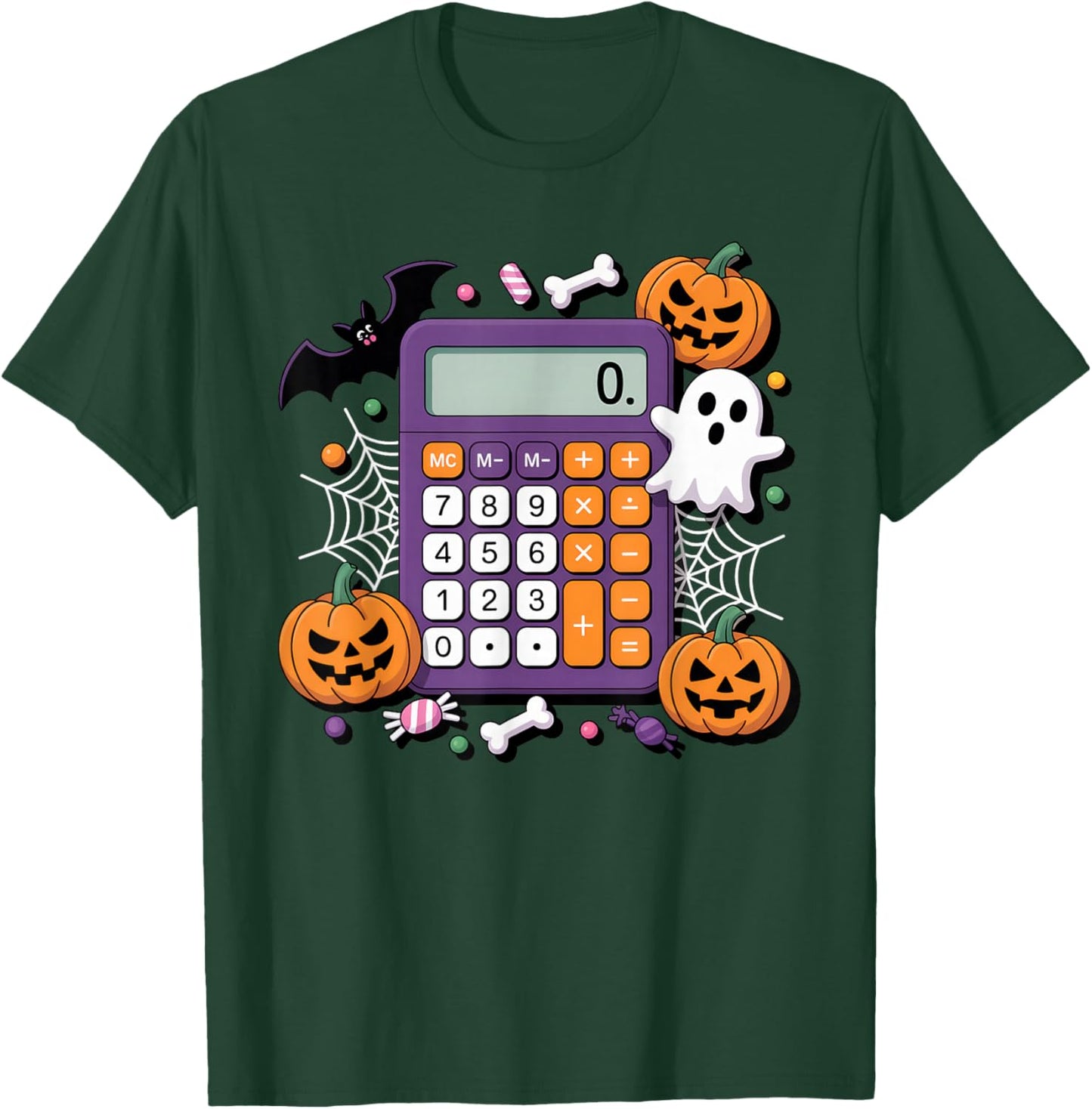 Funny Math Teacher Halloween Costume Men Women Calculator T-Shirt - T-Shirt | Forest