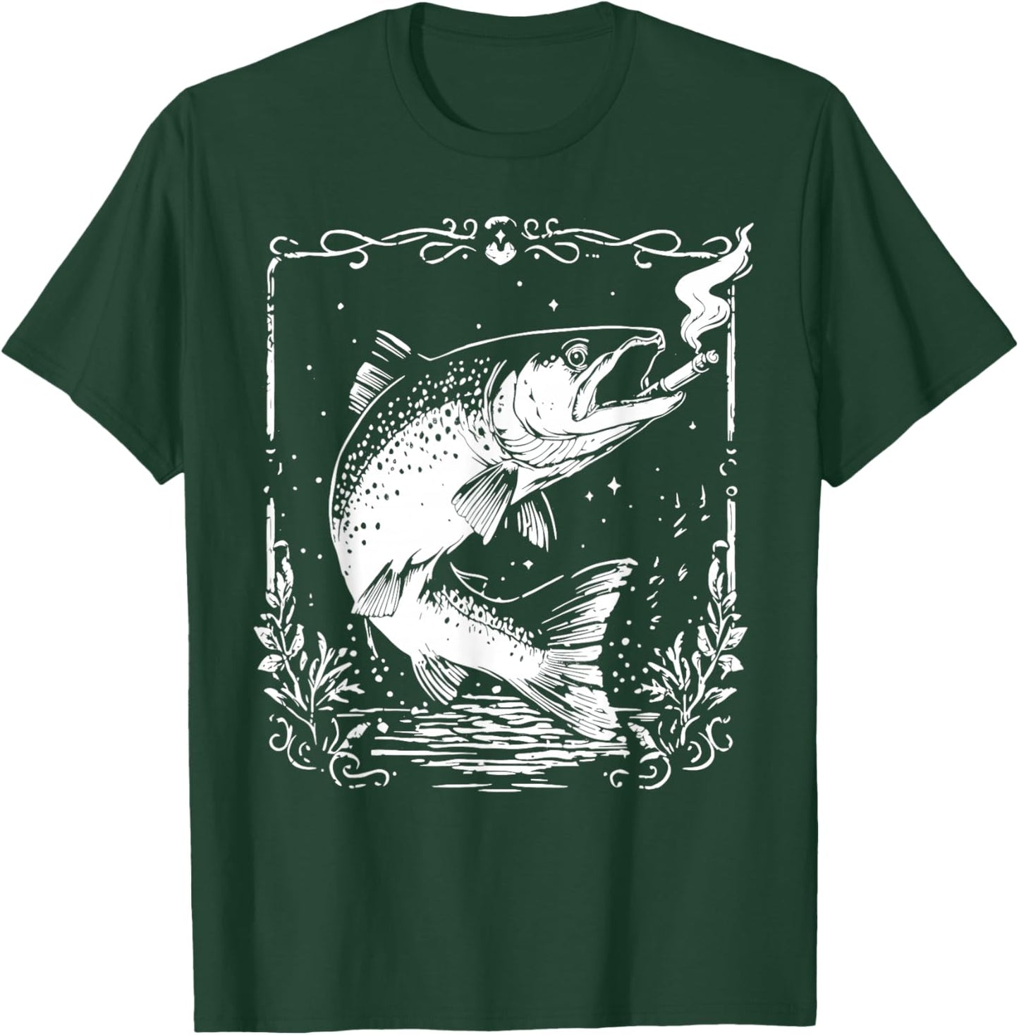 Fish Smoking Meme Vintage Style Silly Fish Gag T-Shirt - T-Shirt | Forest